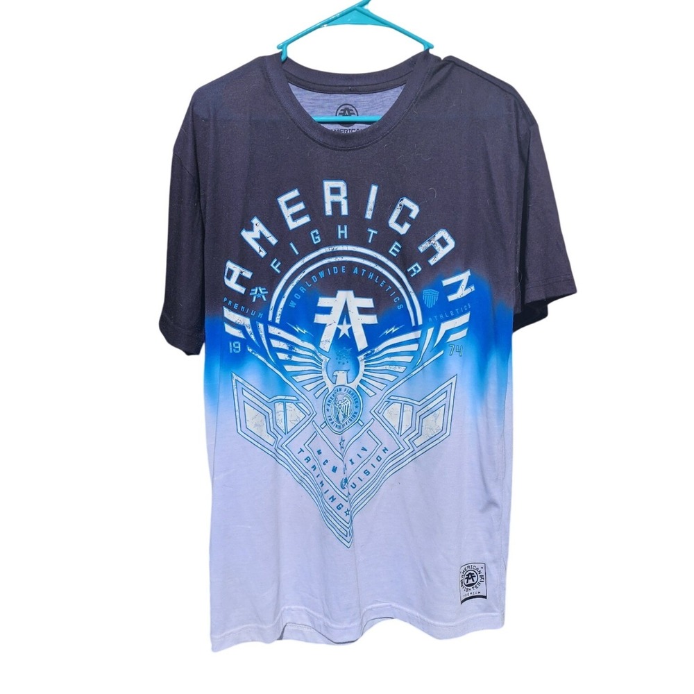 American Fighter Mens XL Blue Ombre Graphic T-Shirt Buckle Exclusive Athletic